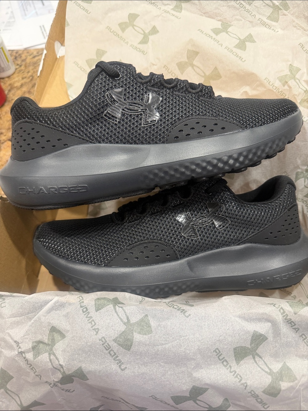 Under Armour Black Mesh Charged Cushion Running Shoes